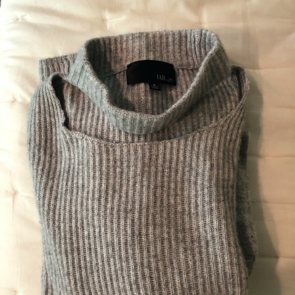 Grey Sweater Fate by LFD With Collar Cut Out - Picture 3 of 5